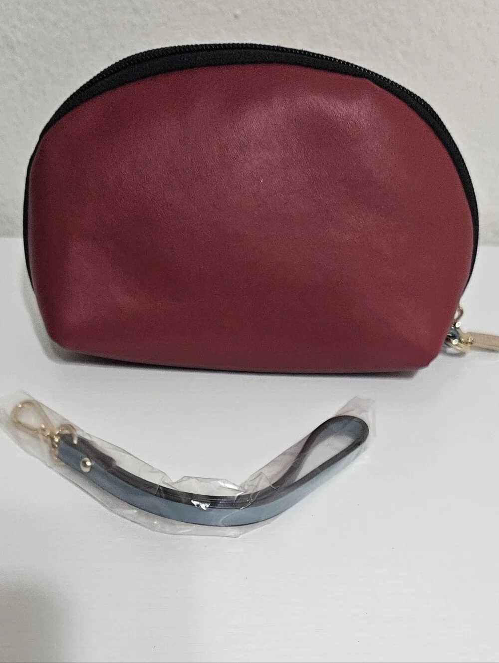 Nicole Lee Burgundy and Black Cosmetic Wristlet Pouch